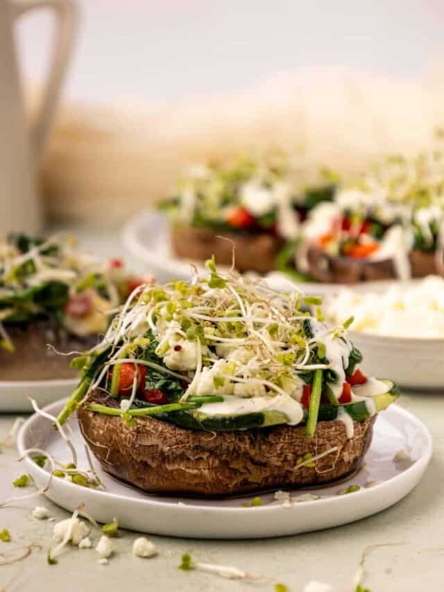 Breakfast Vegetable Stack served on small saucers.