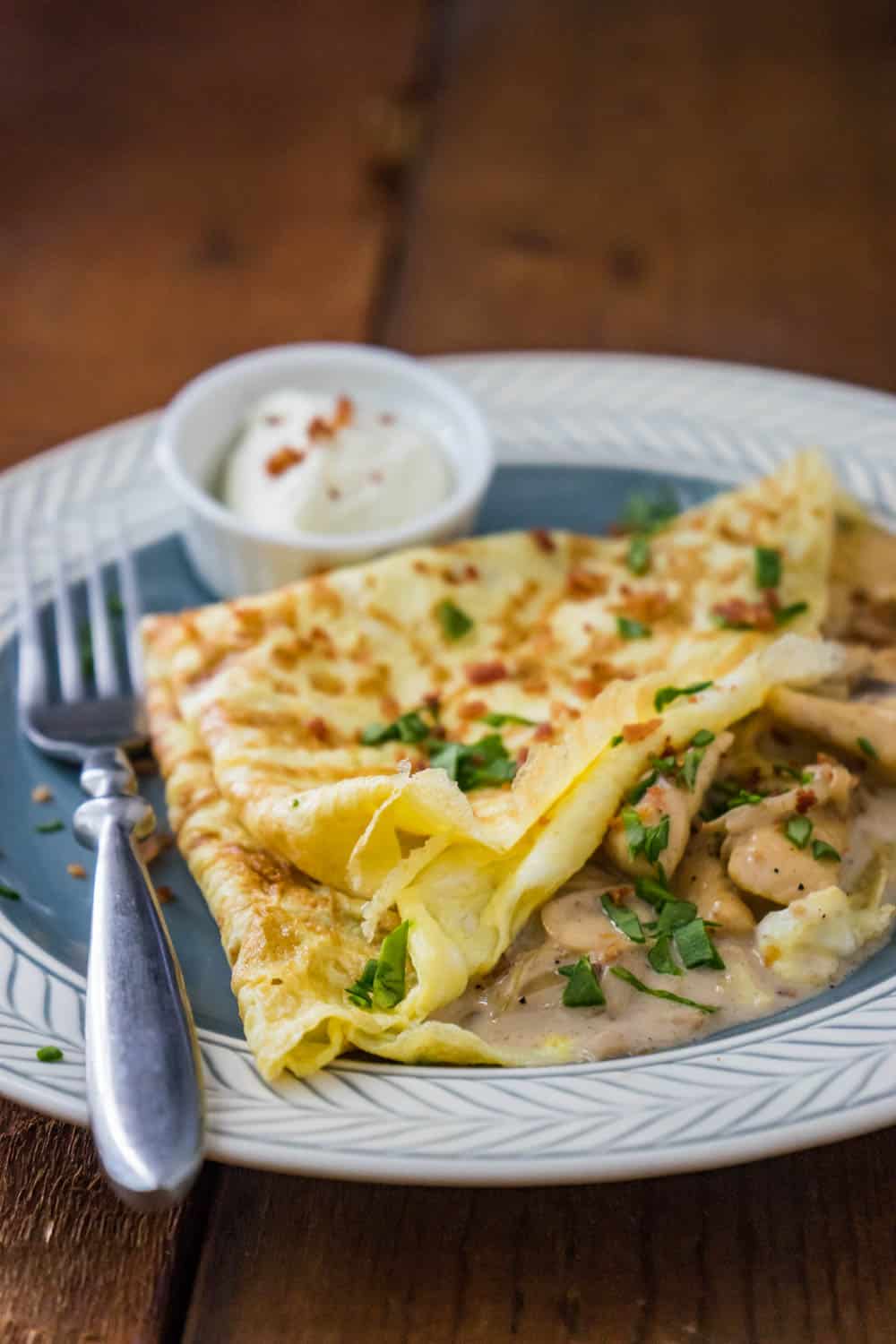 Low Carb Creamy Chicken and Mushroom Egg Crepe