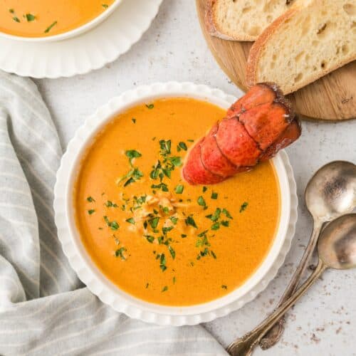 Lobster Bisque served with bread.