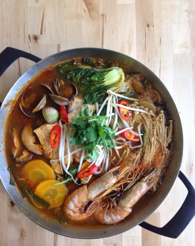 spicy korean seafood and vegetable stew