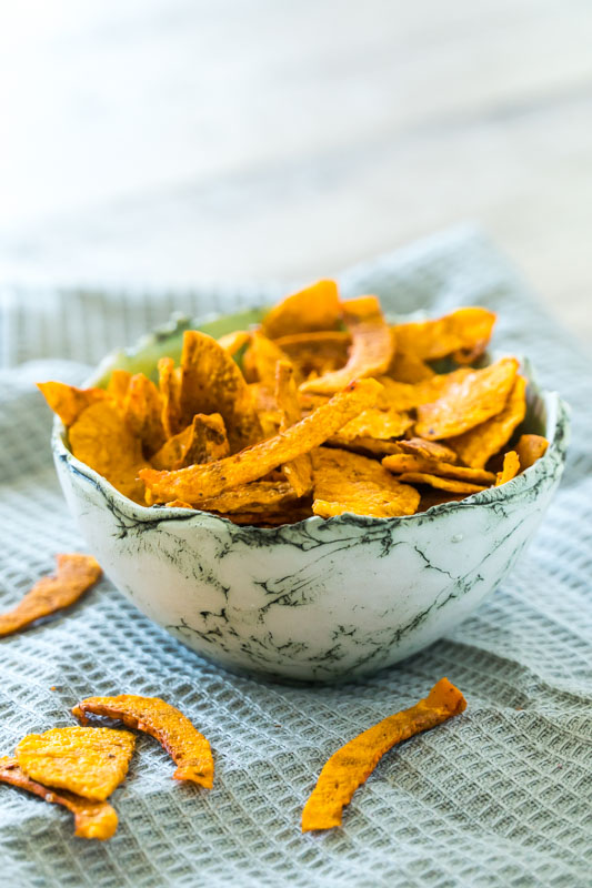 4 Minute Microwave Butternut Squash Chips