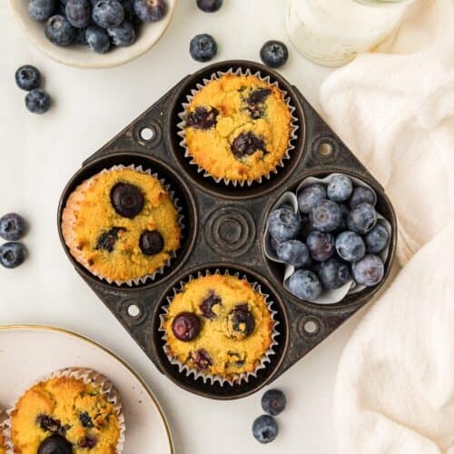 top down shot of paleo blueberry muffins