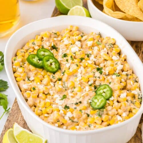 Mexican Street Corn Dip in a white dish