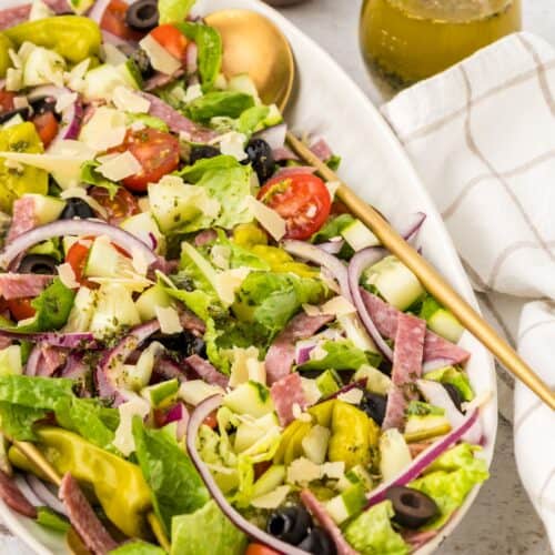 Italian Chopped Salad with serving spoon.