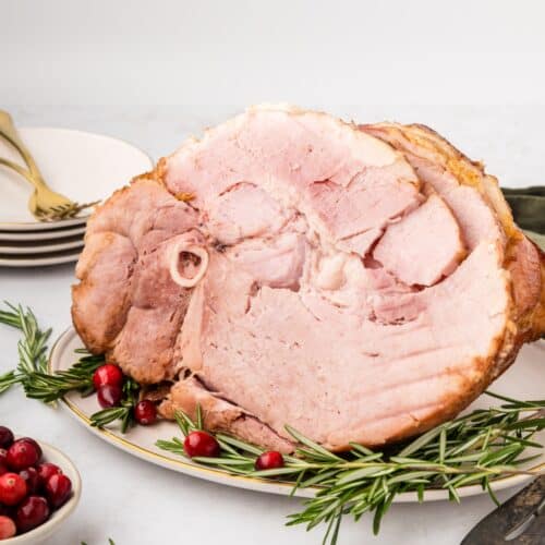 Maple Roasted Ham on serving platter.