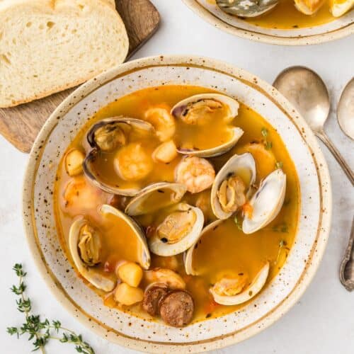 Seafood Stew served in a bowl.